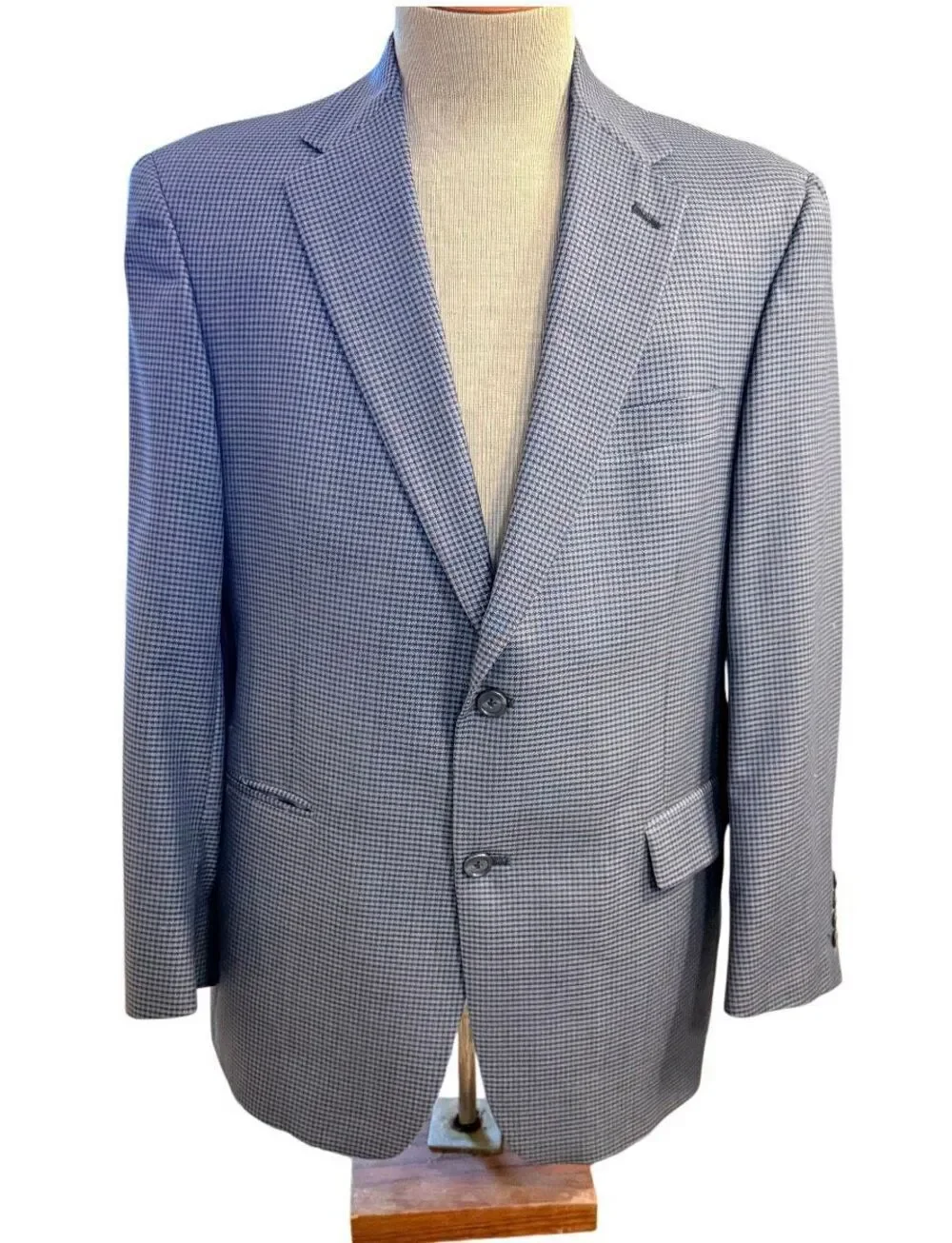 Hart Schaffner Marx Two-Button Blazer/Sport Coat Blue Micro-Houndstooth 42S